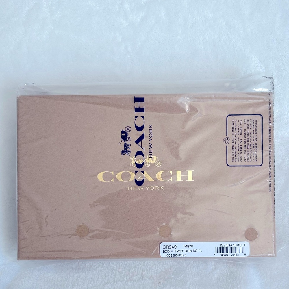 Coach CR949 Boxed Mini Wallet On A Chain In Signature Canvas With Floral Print - Picture 9 of 9